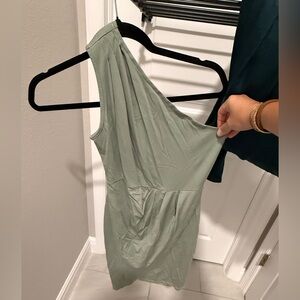 Elegant Sage Green One-Shoulder Dress